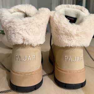 Pajar Chalet Woman’s Lace Up Sneaker Boot. Tan and White Winter Boots